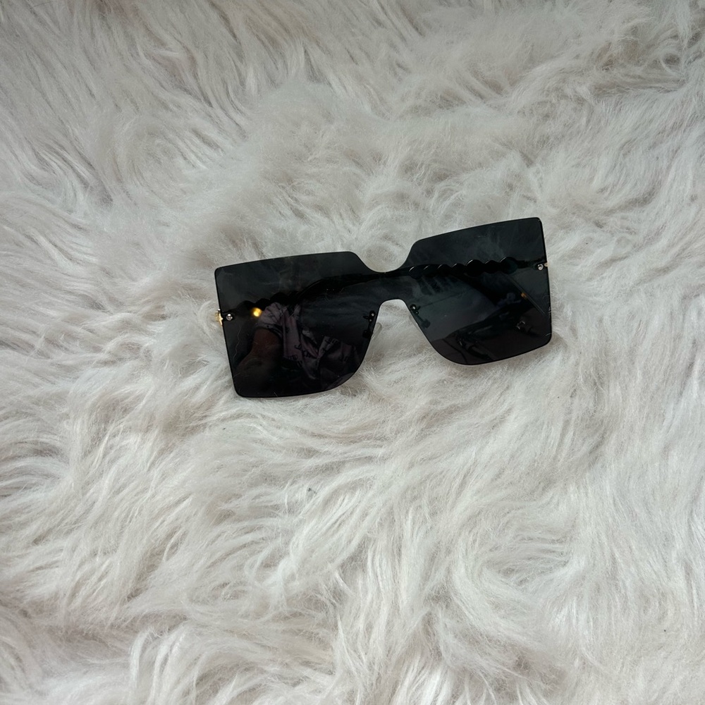 Oversized Black Shield Sunglasses
